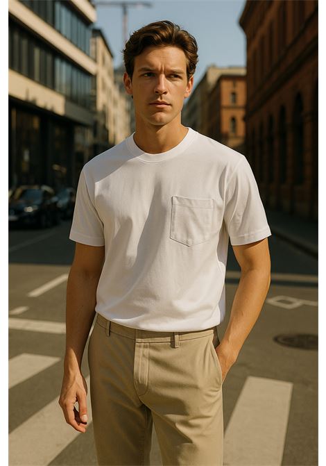 T-shirt Uomo Bianca con Taschino in Jersey di Cotone  Paolo Pecora Milano PAOLO PECORA | T-shirt | F081 40541101